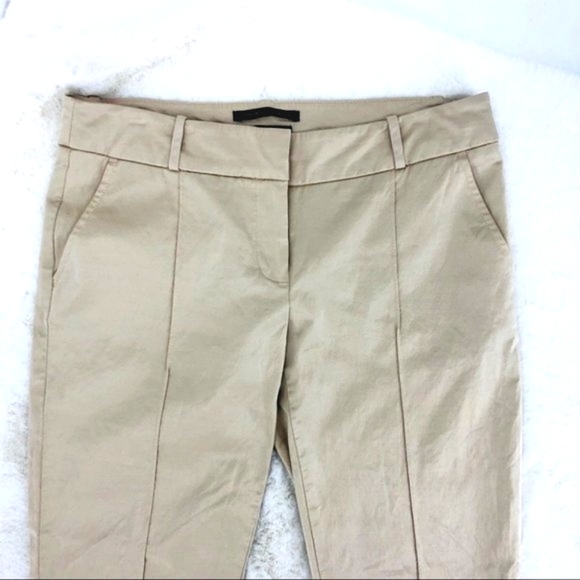 Bebe Women’s Size 8 Italian Fabric Capri Pants. Golden Tan Shimmery Texture EUC - Picture 2 of 10